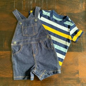 NWOT Carter’s Overall Shorts & Tee